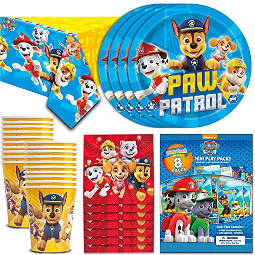 HeroFiber Paw Patrol Party Supplies for 16 - Paw Patrol Decorations for Birthday Party | Includes Paw Patrol Themed Table Cover, Banner, P
