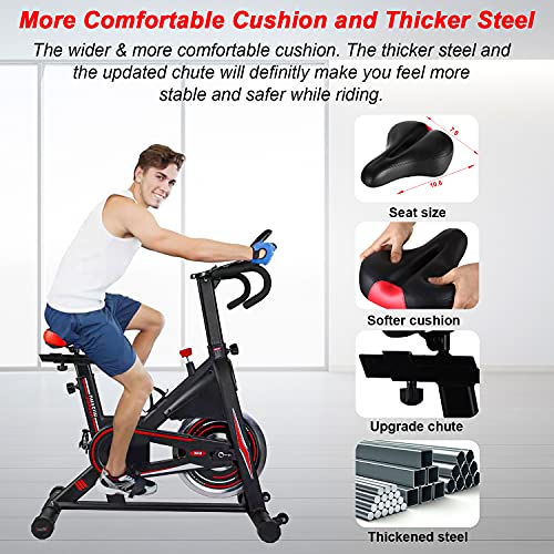 Dmasun Exercise Bike, DMASUN Indoor Cycling Bike Stationary, Comfortable Seat Cushion, Multi - grips Handlebar, Heavy Flywheel Upgraded