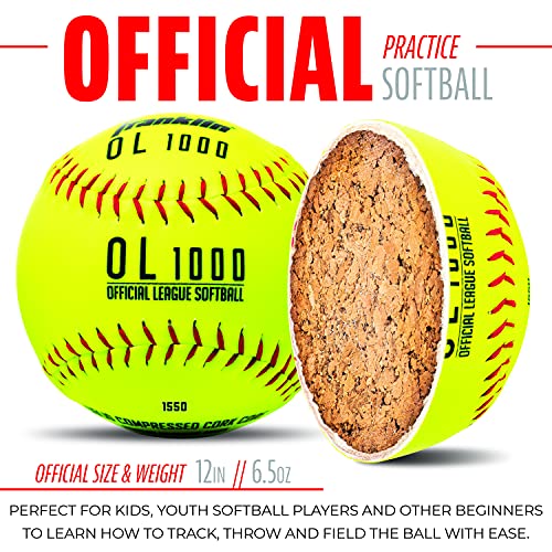 Franklin Sports Official Size Softballs - 12" Softballs - Fastpitch Practice Softballs - Great for Practice + Training - Officia