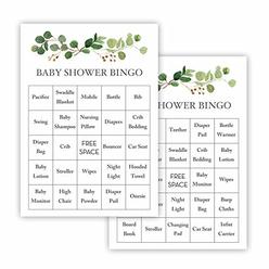 InvitationHouse Greenery Eucalyptus Baby Shower Bingo Cards - Prefilled - Set of 24