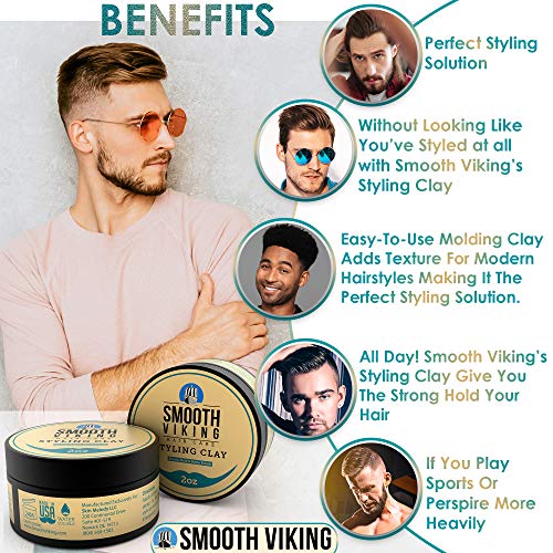 Smooth Viking Beard Hair Clay For Men | Smooth Viking Clay Pomade for Matte  Finish &