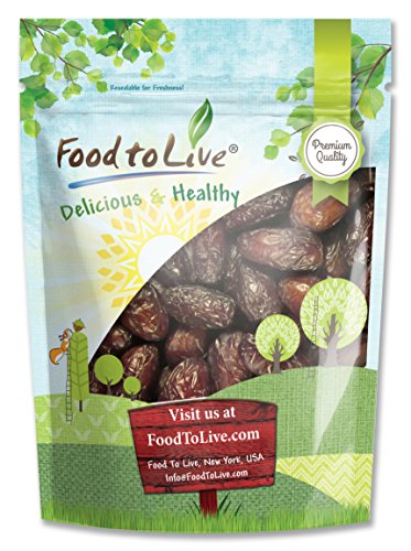 Food to Live Medjool Dates, 1 Pound – Non-GMO Verified, Large Dried Meaty Dates with Pits, Unsweetened and Unsulphured , Vegan, Sirtfood, Bul
