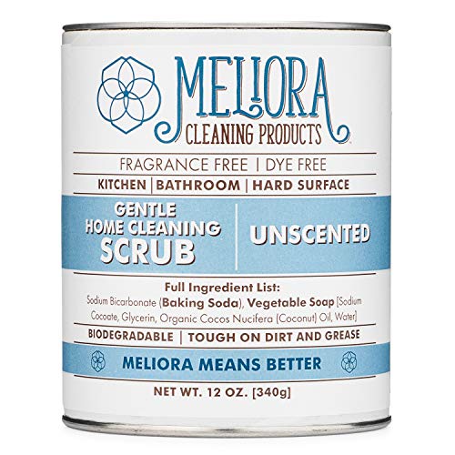 Meliora Cleaning Products Gentle Home Cleaning Scrub - Scouring Cleanser for Kitchen, Tube, and Tile, 12 oz. (Unscented)