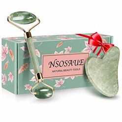nsosaue Natural Jade Roller for Face - Face Roller Gua Sha Scrapping - Aging Wrinkles,Puffiness Facial Skin Massager - Premium Authentic