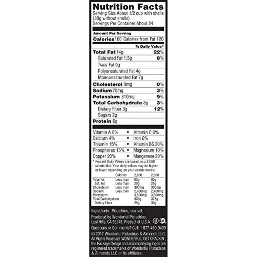 Wonderful pistachio nutrition