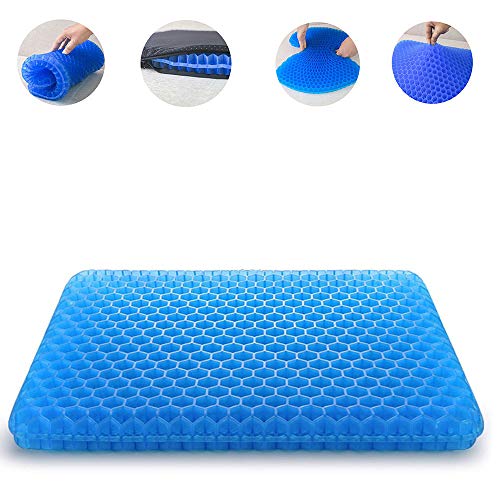 Aduken Gel Seat Cushion, Office Chair Seat Cushion with Non-Slip Cover Breathable Honeycomb Pain Relief Sciatica Egg Crate Cushion for 