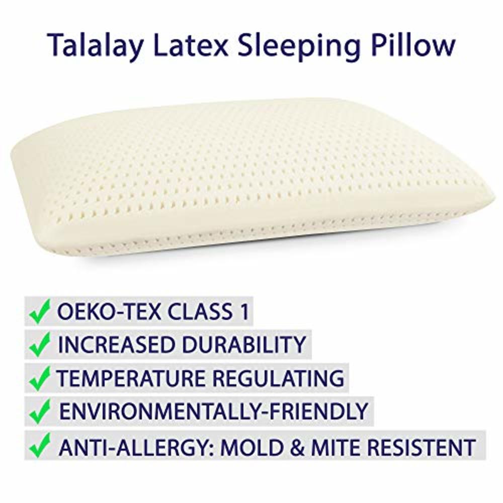 REJUVENITE American Talalay Latex Medium Support Bed Pillow for Sleeping with Luxurious 100% Cotton Sateen, 400TC Cover, Standar