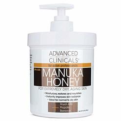 Advanced Clinicals Manuka Honey Cream for Extremely Dry, Aging Skin For Face, Neck, Hands, and Body. Spa Size 16oz (16oz)