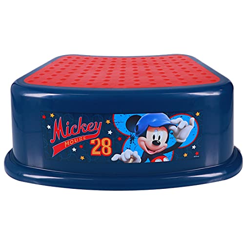 Ginsey Disney Mickey Mouse All Star Bathroom Step Stool for Kids Using The Toilet and Sink, Red and Blue, 9.75" x 5.25" x 14.25"