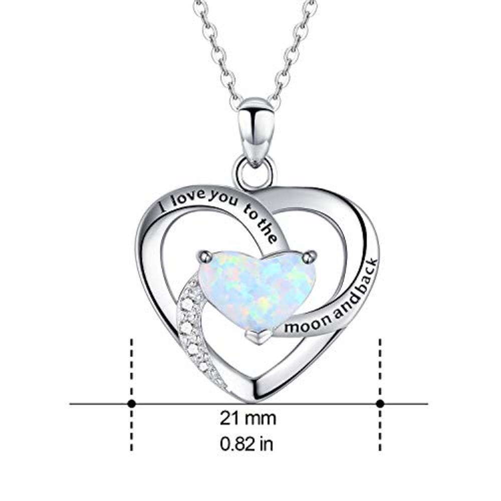 Cuoka Heart Necklace Opal Jewelry I Love You to The Moon and Back Necklace Love Necklace Mother Son Gift Sister gift Graduation Gift