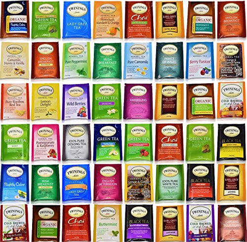 BLUE RIBBON Twinings Tea Bags Sampler Assortment Variety Pack Gift Box - 48 Count - Perfect Variety - English Breakfast, Green, 