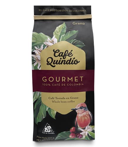 Cafe Quindio Gourmet Whole Bean Coffee, Medium Roast 100% Colombian Arabica Excelso Coffee, Artisanal Cultivation Single Estate 