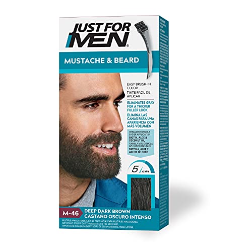 Just For Men Mustache & Beard, Beard Coloring for Gray Hair with Brush Included for Easy Application, With Biotin Aloe and Cocon