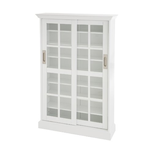 Photo 1 of SEI Furniture Sliding Window Pane Door Display Cabinet, White