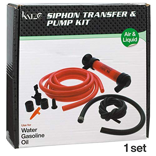Katzco Liquid Transfer, Siphon Hand Pump - 2 Hoses, 50 x .5 Inches - for Gas, Oil, Air, Chemical Insecticides, and Other Fluids