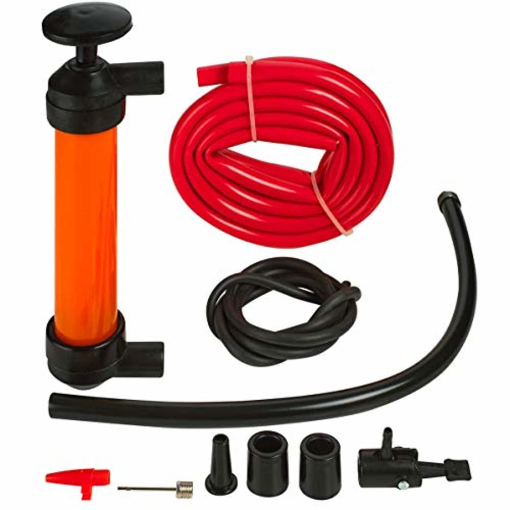Katzco Liquid Transfer, Siphon Hand Pump - 2 Hoses, 50 x .5 Inches - for Gas, Oil, Air, Chemical Insecticides, and Other Fluids