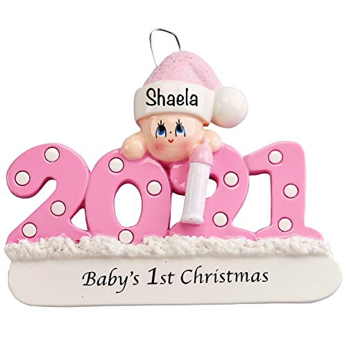 Holiday Traditions Babys First Christmas Ornament 2021 - 2021 Baby Girl Ornaments - Pink Christmas Ornaments - My First Christmas Ornament 2021 - P