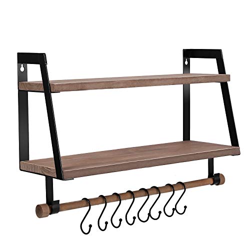 Halcent Wall Shelves Wood Storage Shelves with Towel Bar ...