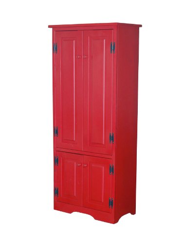 Target Marketing Systems Tall Storage Cabinet with 2 Adjustable Top Shelves and 1 Bottom Shelf, Red