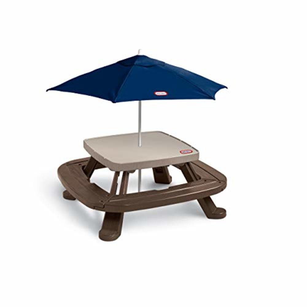 Little Tikes Fold n Store Picnic Table with Market Umbrella, Brown (632433M)