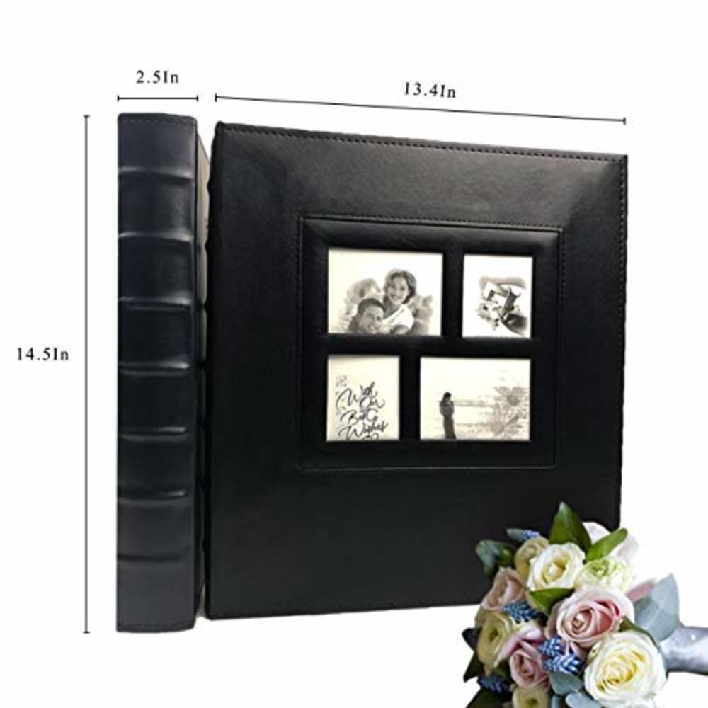 RECUTMS Photo Album 4x6 600 Photos Black Pages Large Capacity Leather Cover Wedding Family Photo Albums Holds 600 Horizontal and