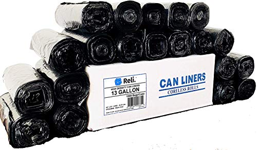Reli. 13 Gallon Trash Bags, Black (1000 Count Bulk) Tall Kitchen Garbage  Bags 13 Gallon - 16 Gallon, Bulk Trash Can Liners