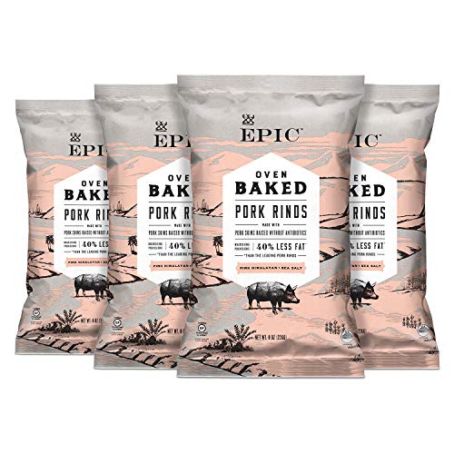 Epic Provisions Epic Artisanal Oven Baked Pork Rinds, Pink Himalayan Sea Salt, 2.5 oz, 4 ct
