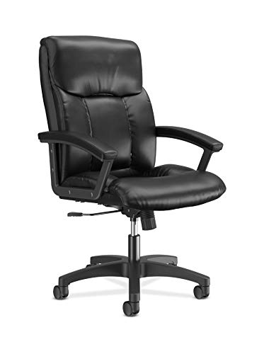 HON HVL151.SB11 Leather Executive Chair - High-Back Computer Chair for Office Desk, Black (VL151)