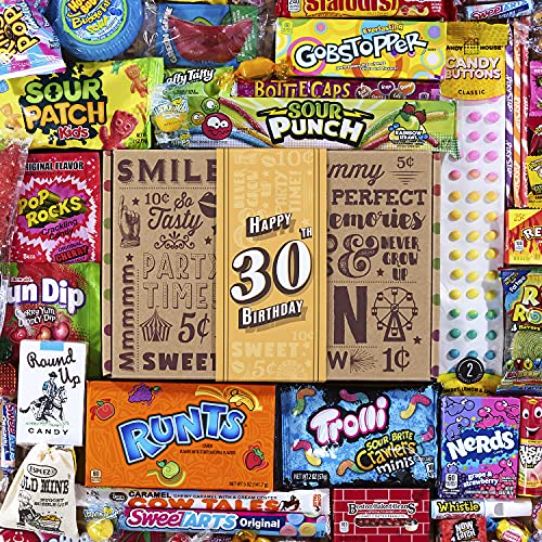 VINTAGE CANDY CO. 30TH BIRTHDAY RETRO CANDY GIFT BOX - 1991 Decade Childhood Nostalgic Candies - Fun Funny Gag Gift Basket - Mil