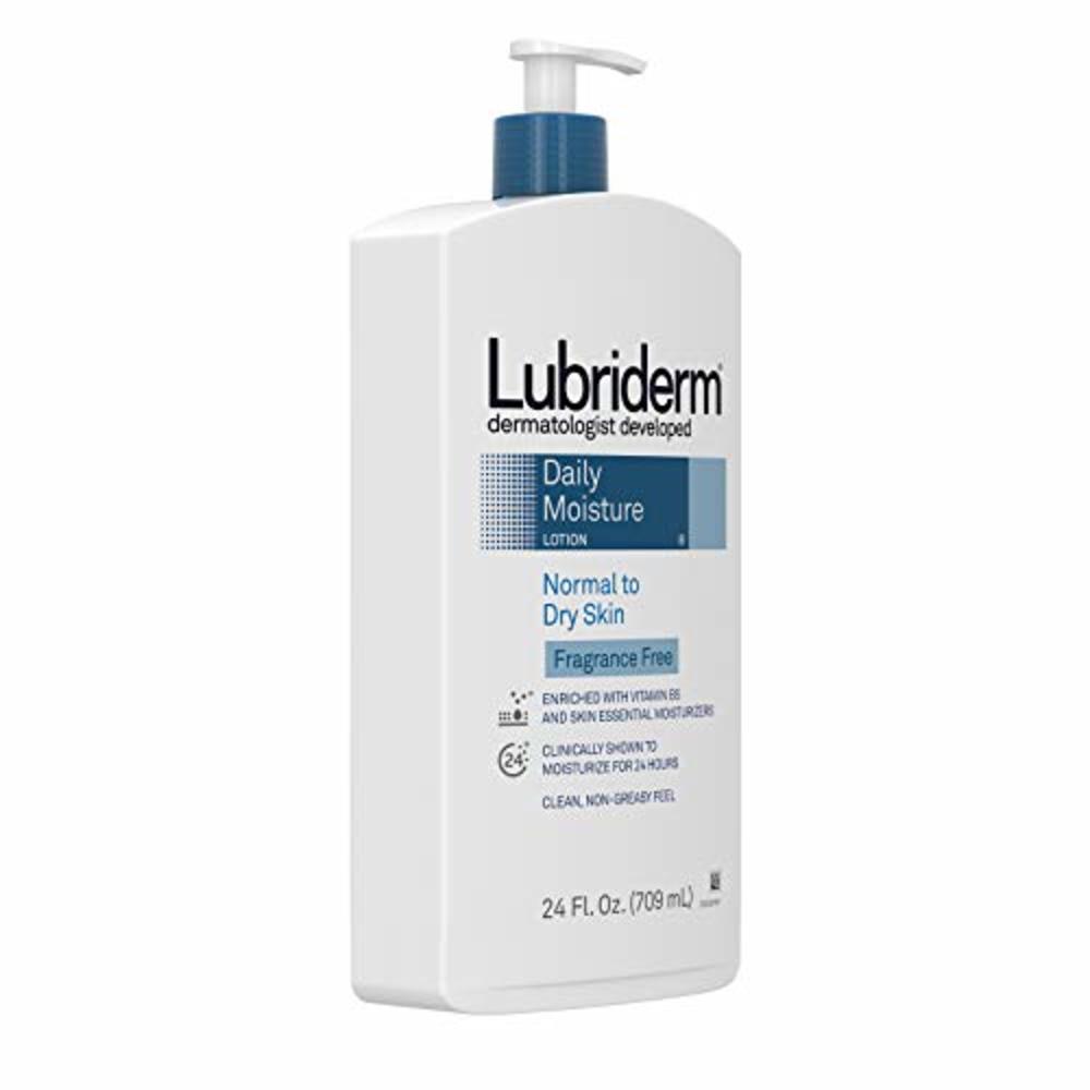 Lubriderm Daily Moisture Hydrating Unscented Body Lotion with Vitamin B5 for Normal to Dry Skin, Non-Greasy and Fragrance-Free L