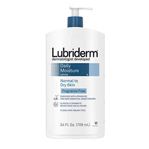 Lubriderm Daily Moisture Hydrating Unscented Body Lotion with Vitamin B5 for Normal to Dry Skin, Non-Greasy and Fragrance-Free L