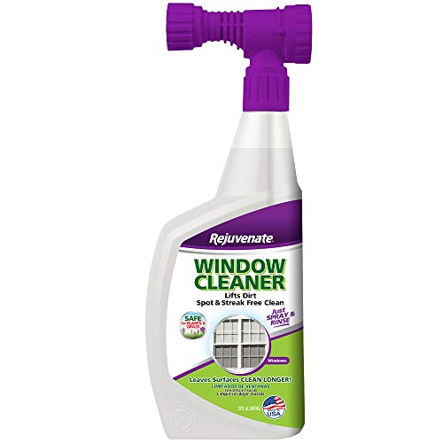 Rejuvenate High Performance Outdoor Window Spray and Rinse Cleaner with Hose End Adapter Instantly Removes Grime and Dirt