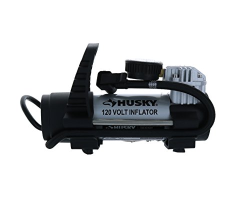Husky HY120 120 Volt Tire Inflator w/ 130 PSI Glow in the Dark Analog Pressure Gauge