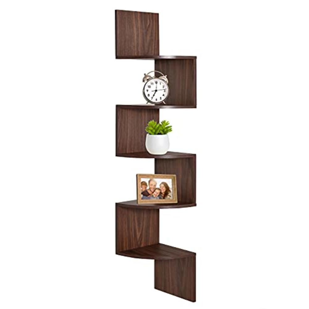Greenco Corner Shelf, Greenco 5 Tier Floating Shelves for Wall, Easy-to-Assemble Wall Mount Corner Shelves for Bedrooms and Living Rooms