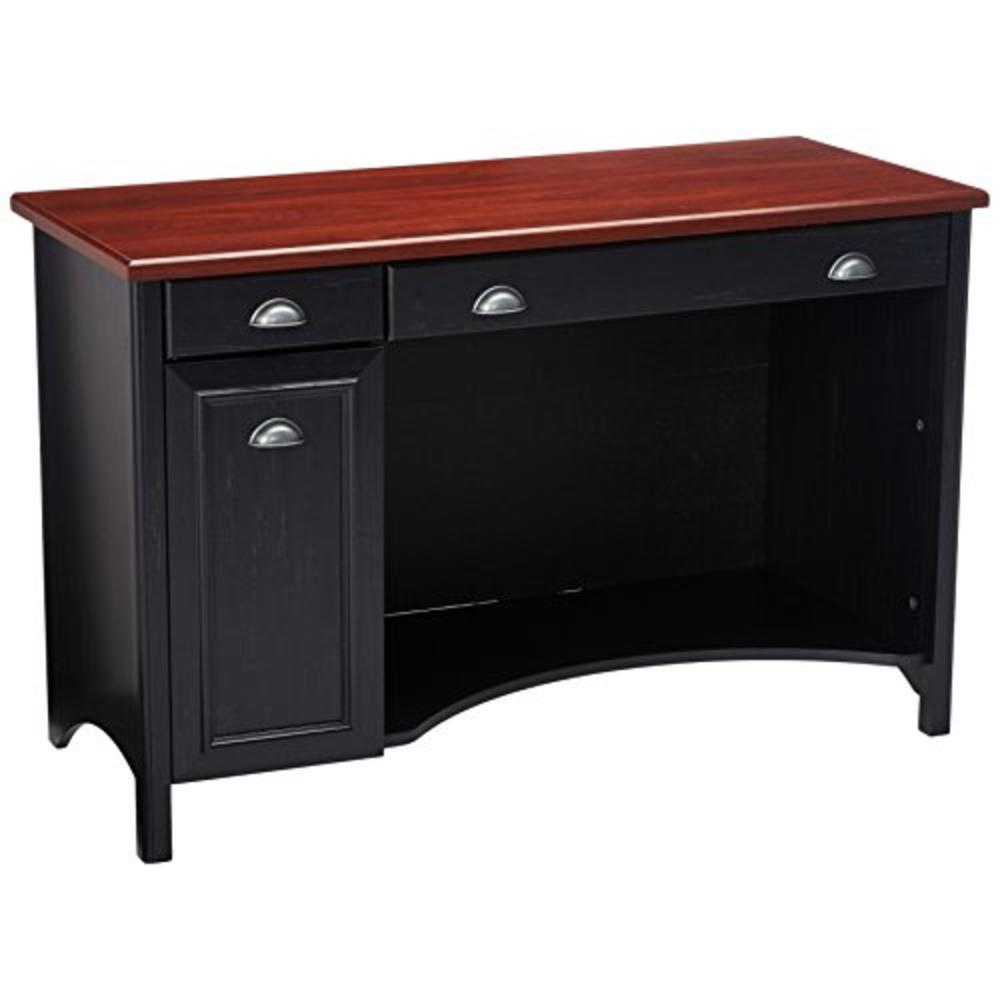 Bush Furniture Fairview Computer Desk with Drawers in Antique Black and Hansen Cherry