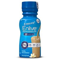 Ensure Enlive Advanced Nutrition Shake with 20g of High-Quality protein, Meal Replacement Shakes, Vanilla, 8 fl oz, 16 Count