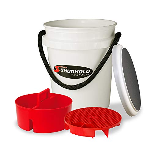 Shurhold One Bucket System, 5 Gallon Bucket with Black Rope Handle, Multipurpose Bucket with Lid, Bucket Caddy, and Bucket Grit 