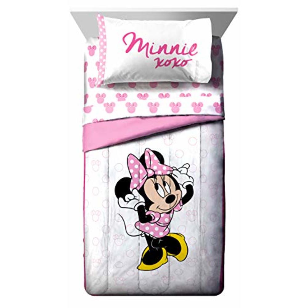 Jay Franco & Sons Jay Franco Minnie Mouse XOXO 5 Piece Twin Bed Set - Includes Comforter & Sheet Set - Super Soft Fade Resistant Polyester (Offici