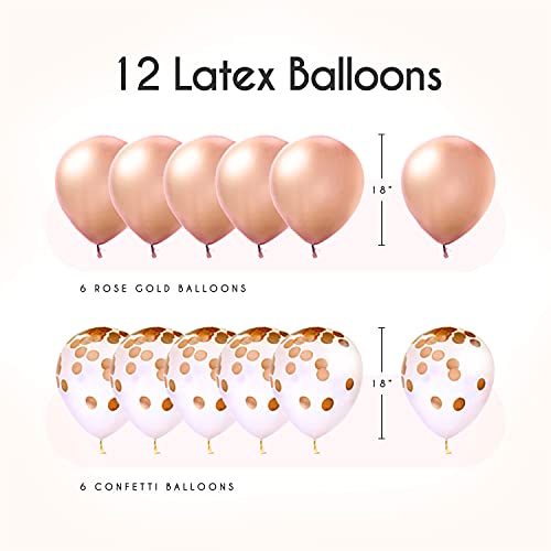 EpiqueOne - 36 Piece White and Rose Gold Party Decorations - Rose Gold Party Supplies including Rose Gold Balloons, Dot Circle G