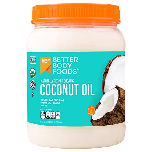 BetterBody Foods Organic Naturally Refined Coconut Oil with Neutral Flavor and Aroma, 56 Ounce