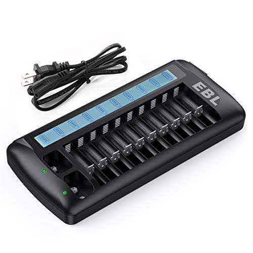EBL 12 Bay LCD Universal Battery Charger for Rechargeable AA AAA 9V NIMH NICD Batteries