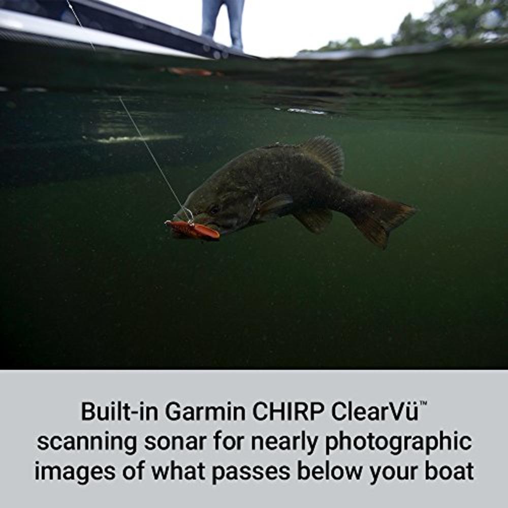 Garmin Striker Plus 5cv with Transducer, 5" GPS Fishfinder with CHIRP Traditional and ClearVu Scanning Sonar Transducer and Buil