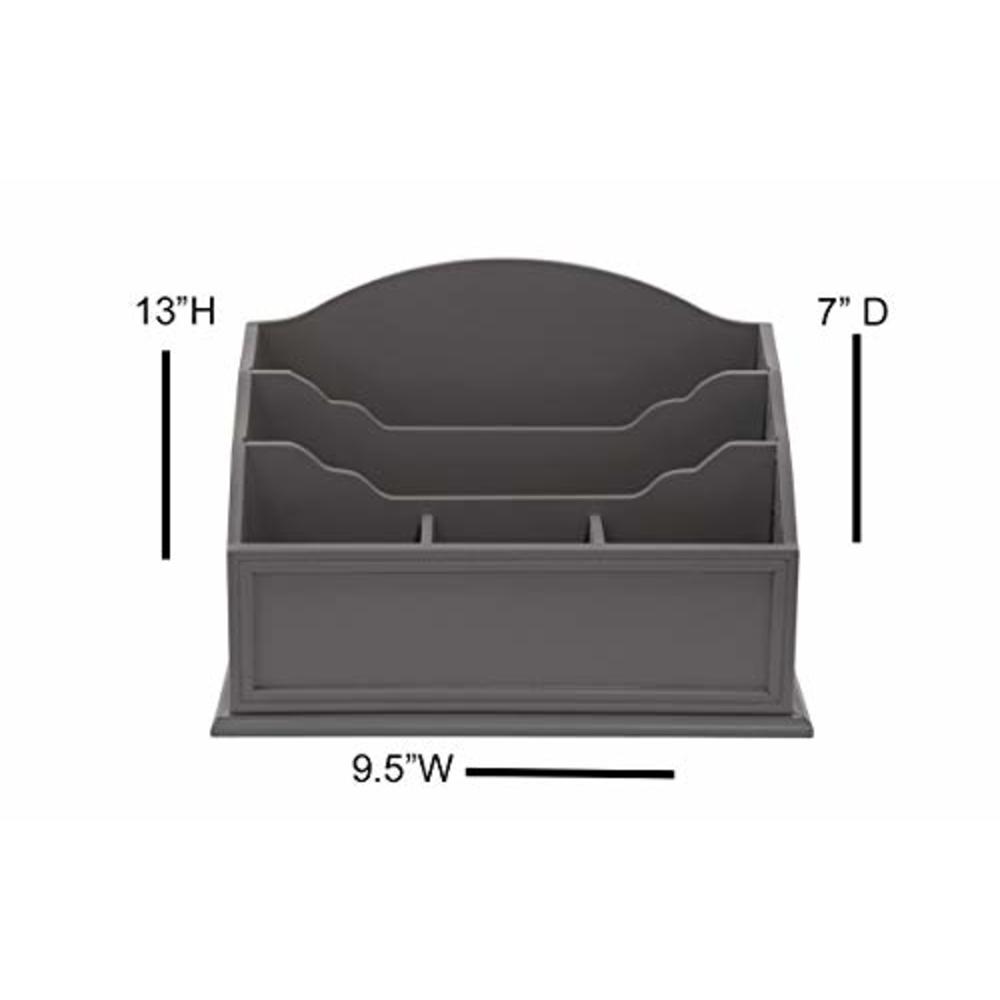 Desktop Letter Rack Designstyles Grey Wooden Desktop Letter Holder – 5 Compartment Mail and ...