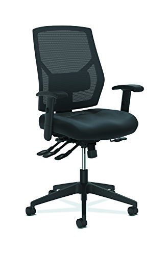 HON BSXVL582SB11T Crio High Task Leather Mesh Back Computer Chair with Asynchronous Control for Office Desk, Black (HVL582)