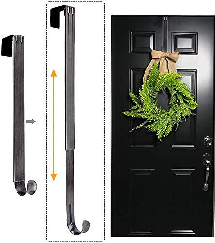 LBSUN Wreath Hanger, Adjustable Over The Door Wreath Hanger Wreath Holder Wreath Hook for Door Christmas (Nickel,20 lbs)
