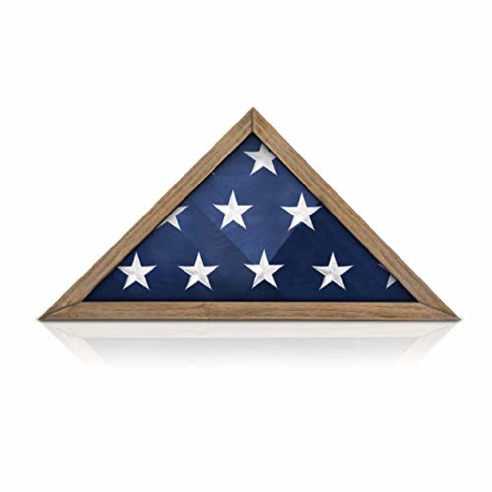 HBCY Creations Rustic Flag Case - SOLID WOOD Military Flag Display Case for 9.5 x 5 American Veteran Burial Flag, Wall Mounted Burial Flag Fram