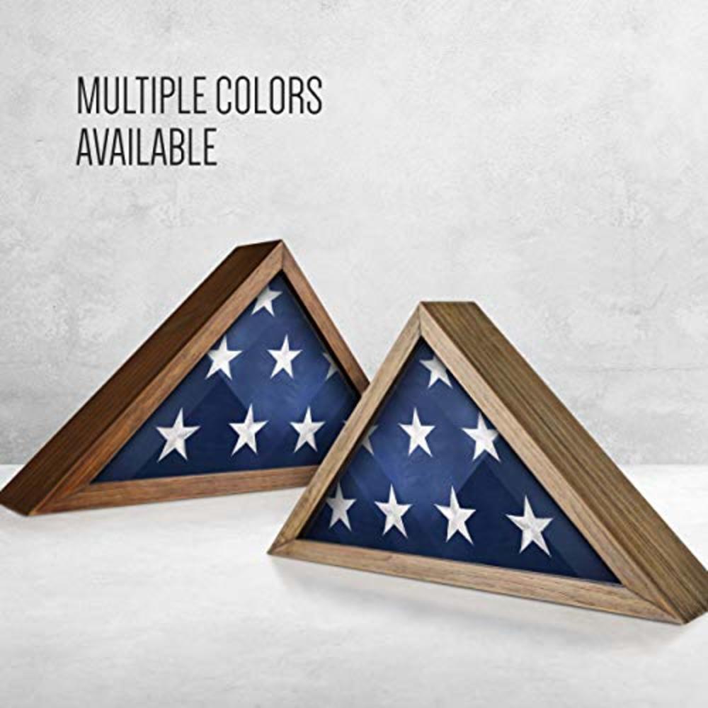 HBCY Creations Rustic Flag Case - SOLID WOOD Military Flag Display Case for 9.5 x 5 American Veteran Burial Flag, Wall Mounted Burial Flag Fram
