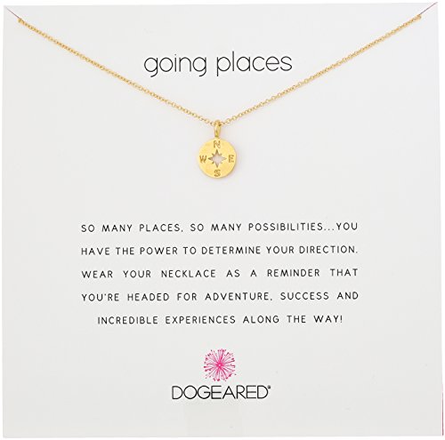 Dogeared "Going Places" Compass Disc Gold Dipped Chain Necklace, 18"