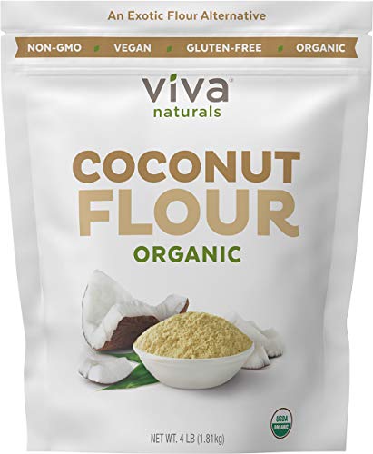 Viva Naturals Organic Coconut Flour (4 Lbs) - Perfect For Gluten Free Baking, Paleo & Vegan Certified, Unbleached & Unrefined Baking Flour Sub