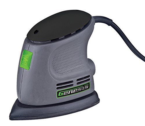 Genesis GPS080 Corner Palm Sander for Regular & Corner Sanding with Palm Grip, Vacuum Port, Hook-and-Loop System, Dust-Proof Pow
